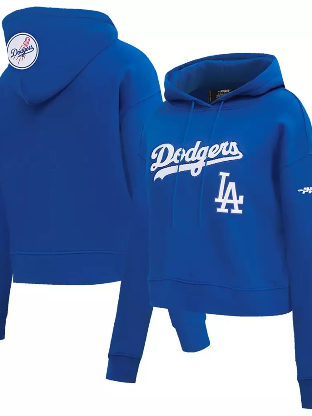 Pro Standard Woman LA Dodgers Sequined Cropped Hoodie Royal Blue L